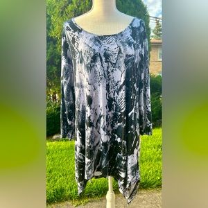 Cupio black white dressy splatter print blouse size 2x
